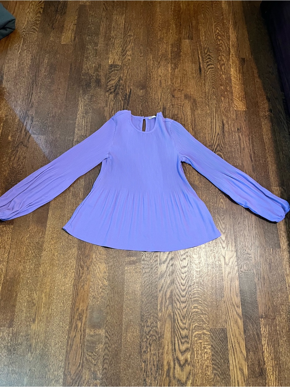 Only Lavender Pleated Long-Sleeve Peplum Top